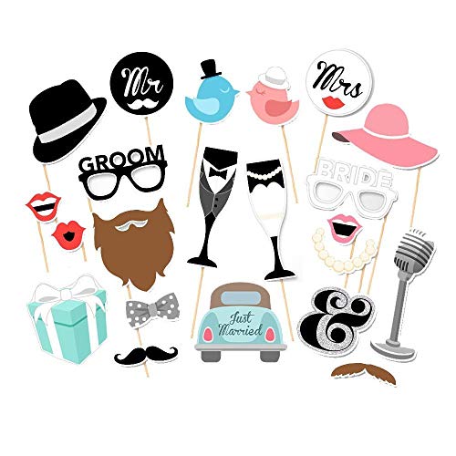 BizoeRade 22 Stück Photo Booth Dekoratione Requisiten für Hochzeit, Valentinstag, Bachelorette Partei-Bevorzugung
