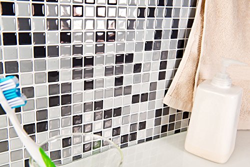 infactory Selbstklebende 3D-Mosaik-Fliesenaufkleber „Dezent“ 26 x 26 cm, 3er-Set - 9