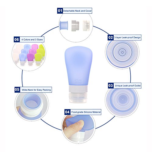 Anself 4 Stück Silikon Reise Flaschen Set mit Saugnapf (Größe Optional) - 9