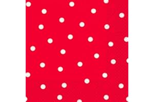 SERVIETTEN MUSTER 20 tovaglioli a pois bianchi su rosso, a pois, motivo intramontabile, 33 x 33 cm