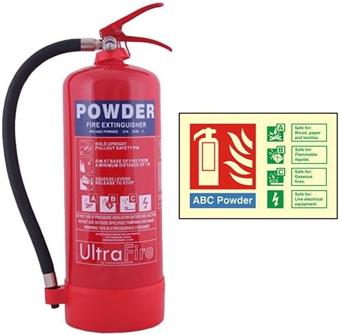 6kg Powder Fire Extinguisher with Photoluminescent ID Sign