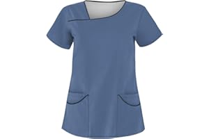 GENERIC Femmes Tunique Scrub Unie - Col irrégulier - Uniforme décontracté - Soins de santé - Hôpital Infirmière médicale pour Adultes