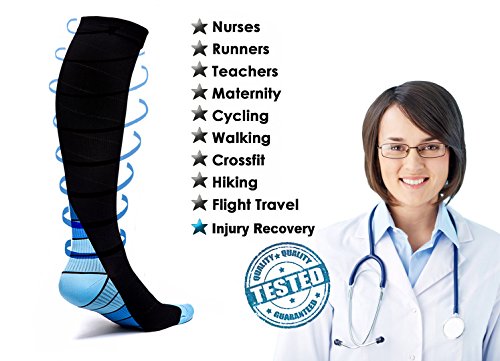 Kompressionssocken 1 Paar-Kompressionsstrümpfe & Stützstrümpfe Steigerung der Leistung, Schnelle Erholung, Bessere Blutzirkulation für alle Sportarten,Laufen,Joggen,Flug und Medizinische Zwecke – Männer & Frauen - 3