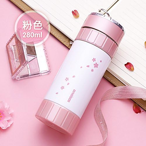 Ceramic Thermos Cup Stainless steel water bottle Insulated Vacuum Flask milk juice mug Students bottle Lovers drinking Bottle,pink