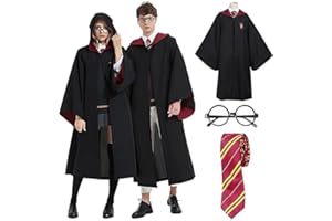 Bocguy Magician Robe, Costume Adult, Cape with Glasses and Tie, Wizard Costume for Halloween