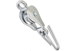 SISI UK 1-1/2" Washing Line Pulley & Hook Double Loop with Hook Galvanised Steel Heavy Duty Clothes Dryer Useful for Hanging Clothes Dryer Dry Garden Pack of 1.