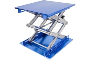 Wisamic 8 x 8 pouces Table de laboratoire Alumina - 200 x 200 x 310 mm en inox, laboratoire d'élévateur à ciseaux Jiffy Jack, hauteur 82-310mm, capacité de chargement 10kg