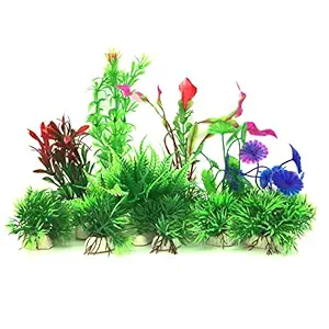 Pietypet Artificial Aquatic Plants, 16 Pcs Small Aquarium Plants Artificial Fish Tank Decorations, Vivid Simulation Plant Creature Aquarium Landscape