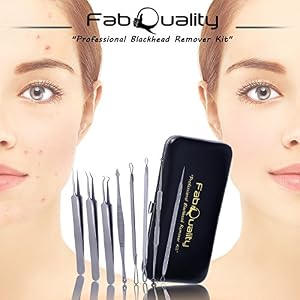 FabQuality 9pcs Blackhead Remover - Acne Pimple Comedone Extractor - Bonus eBook, Whitehead Removal Tool Kit Set of 9Pcs… - Image 2