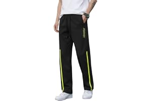 Mack Jonney Men’s Track Pants with Neon Yellow Side Stripe | Regular Fit Gym & Sports Lower | Activewear Training Joggers with Drawstring-M7961
