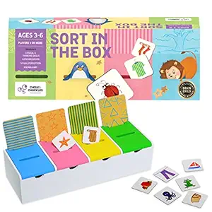 Chalk and Chuckles Sort in The Box - Sorting, Matching Learning Activity for Kids Age 3-6 Years, Educational STEM Toys for 2 Year Old and Up