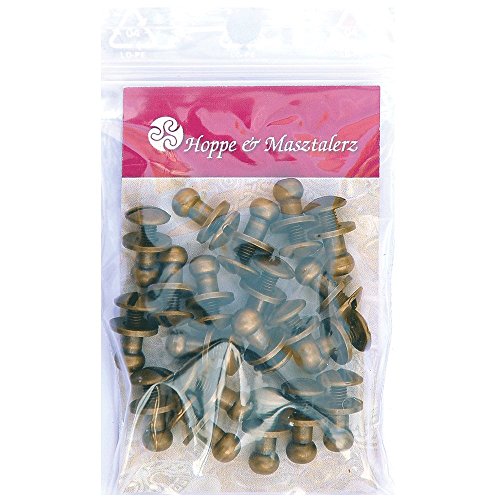 20 Knopfschraubnieten Patronentaschenverschluss Beiltaschenknöpfe Knopfnieten zum Anschrauben Pilzkopfschrauben 5MM messing-antik - 2