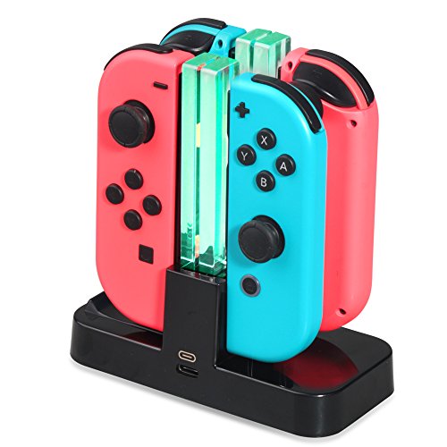 DOBE Ladeständer Kompatibel mit Nintendo Joy-Controller, Controller Lade-Docking-Ständer, Pro Controller Ladegerät mit LED-Anzeige und Typ C USB-Kabel für Nintendo Switch-Konsole