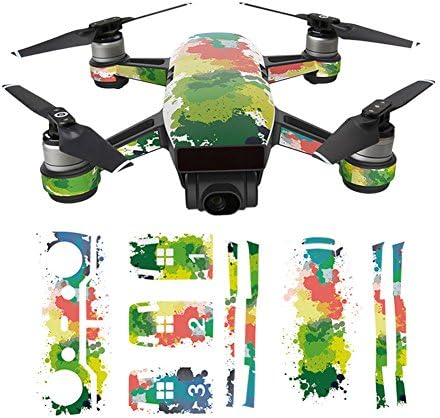 Hzjundasi Sunscreen Wrap Body+3*Battery+Arm+Controller Colorful Sticker Decal Skin Set for DJI Spark Drone Model ZA03