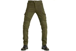 SHUOJIA Pantalon De Moto En Jean Pour Homme, Avec équipement De Protection, Jean Droit Anti-chute, Pantalon De Moto De Course De Moto (Army Green,XL)