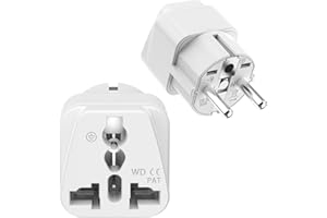 Clomnpe Uniwersalny adapter, 2 sztuki, adapter podróżny, wtyczka USA, wtyczka Niemiec, adapter wtyczka chińska, wtyczka EU, adapter do USA, UK, Tajlandii, Szwajcarii, Włoch, biały
