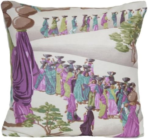 Lilac Indian Sari Design Cushion Cover Rectangle Decor Pilow Throw Case Manuel Canovas Fabric