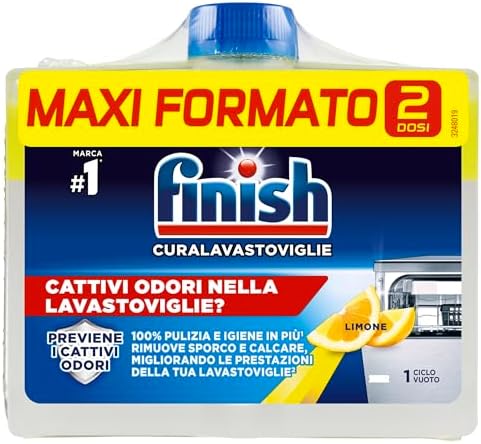 Finish Curalavastoviglie, Additivo Lavastoviglie, 2 Prodotti da 250 ml, Limone.