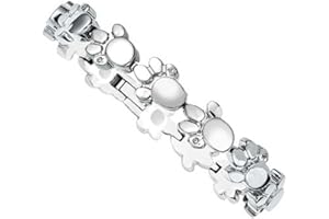 Energetix-4you Tatzen Tierpfote Edelstahl Magnet Armband Pfote Hund Katze glitzernde Swarovski Crystals 2153 silber Magnetix S - XL