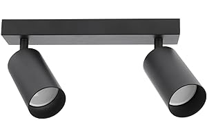EDO Lampada Faretti da Soffitto Orientabili MALGA GU10 Nero, Faretti 2 Luce, Faretto da Parete Interno per Barra, Lampadario Moderna Plafoniera per Camera da Letto Cucina Soggiorno, Senza Lampadina