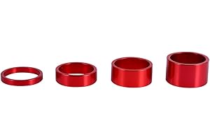YOSOO HEALTH GEAR Bike Headset Spacer, Cycle Stem Headset Spacers, 5mm/10mm/15mm/20mm Aluminum Alloy Bicycle Stem Spacers Front Stem Fork Bike Washers for MTB Mountain Bike, Road Bike (Red)