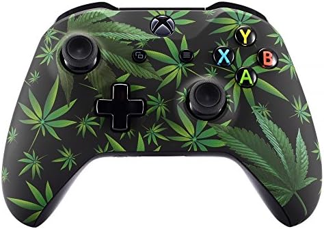 eXtremeRate Soft Touch Faceplate Case, Front Housing Shell Cover, Custom Patterned Replacement Kit for Xbox One S & Xbox One X Controller - Green Weeds