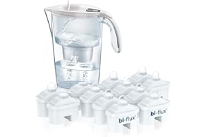 LAICA Stream Line Caraffa Filtrante - 2,3L - Bianca - Timer Digitale - 13 Filtri bi-flux Inclusi, Preserva i Sali Minerali Utili all'Organismo e Riduce Cloro e Metalli Pesanti - Made in Italy