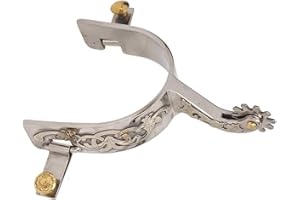 FOCKET Western Cowboy Spores, Pack of 2, Exquisite Vintage Stainless Steel Horse Pores with Rotating Gear, Retro Metal Boot Spurs with Fine Workmanship for Equestrian Enthusiasts