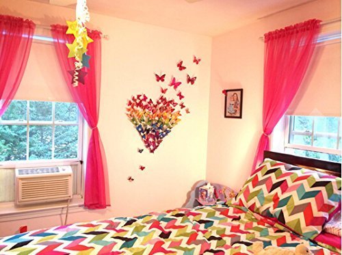 ElecMotive 24 tlg 3D Wandtattoo Wand Aufkleber Schmetterlinge im 3D-Style, 24-Stück, Wanddekoration mit Klebepunkten zur Fixierung (Klebepunkten+ Magnet) (24 Stück Weiß) - 5