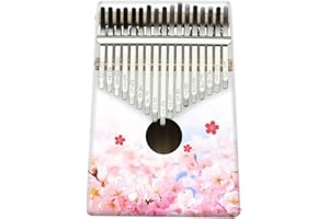 Hearda Kalimba 17 Schlüssel Daumen Klavier, Kalimba Instrument für Anfänger Kinder mit Stimmhammer,Stoffbeutel,Studienführer,Daumenklavier Fingerklavier Kalimba Musik Geschenk (Pinke Blume)