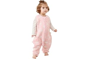 ZIGJOY Sacco Nanna con Piedini 1.0 Tog, Sacco Nanna per Bambini con Gambe,100% Cotone Ultra-Morbido, Facile da Indossare, Coniglietto, L(3-4 Anni)
