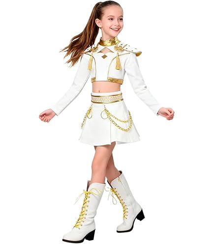 Costume Mira Cacciatore Di Demoni Per Ragazze, Taglie 110-150 Cm, Con Parrucca, Per Halloween E Cosplay