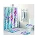 Produktbild Knbob Badezimmerteppich 5Er Set Blume Mit Schmetterling Style02 Badezimmerteppich Set 9 Teilig Für Hänge Wc 45X75Cm