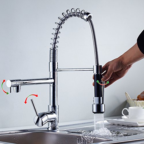 Preisvergleich Produktbild Auralum 360° Drehbar Einhebel Spültischarmatur Herausziehbarer Armatur Einhandmischer Mischbatterie Küchenarmatur Verchromte