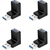 ELUTENG 4 Stücke USB Winkelstecker 90° nach Oben/unten USB 3.0 Winkeladapter 5 Gbps Männlich auf Weiblich L Typ USB Adapter W