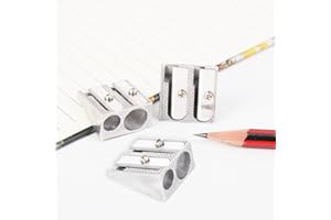 Belegao 3pcs Metal Pencil Sharpeners with 2 Holes, Aluminium Sharpener for Kids and Adults, School, Office, Makeup