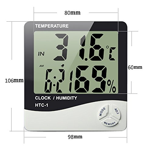 Thermometer Hygrometer digital Temperatur und Luftfeuchtigkeit Digital mit groß LCD pantanlla - 8