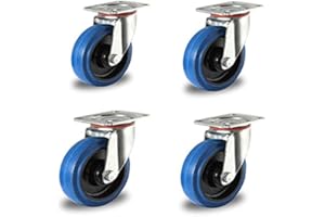 DER ROLLENDE SHOP Rollensatz 4 Lenkrollen 100 mm Elastik Blue Wheels