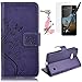 Price comparison product image HB-Int 4 in 1 PU Leather Flip Book Style Cover Protective Case for Microsoft Lumia 550 Card Slots Wallet Purple Stand Function Shell Flower Print Bumper Magnetic Closure Pocket Full Body Pouch Folio Holster Soft Silicone Back Case Accessories Screen Protector + Dust Plug + Stylus Pen