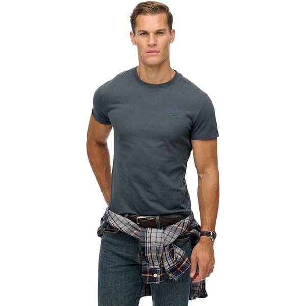 mens Organic Cotton Essential Logo T-Shirt in Classic Navy/Fluro Lime | IE