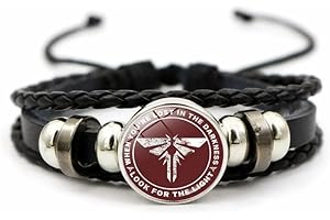 Gionatan Shop Bracciale The Last Of Us Firefly pelle Punk Trap Film Serie Games uomo donna ultimi sopravvissuti lucciola colore argento e nero