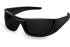 Bloomoak Super Dark Lens Black Polarized Sunglasses|Wrap Around Sport Sunglasses|UV400|CAT 4|For Photophobia(Sensitive Eyes)