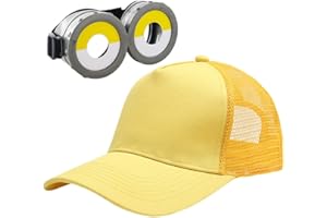 BZQCPLX 2 Pieces Little Yellow Man Goggles and Hat,Cartoon Goggles,Yellow Hat,Animation Glasses,Yellow Cap,Funny Decorative Little Yellow Men Cosplay for Christmas Halloween Festive Party Dress Up