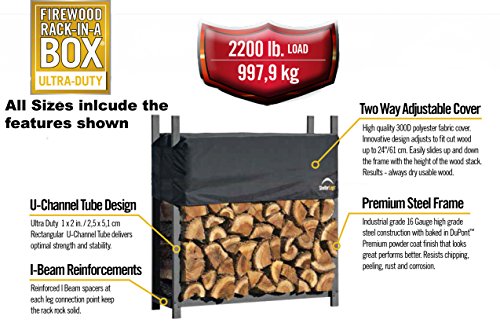 ShelterLogic Kaminholzregal, Kaminholzhalter, Aufbewahrungsregal mit Abdeckung 240cm // Brennholzregal für Kaminholz - 2