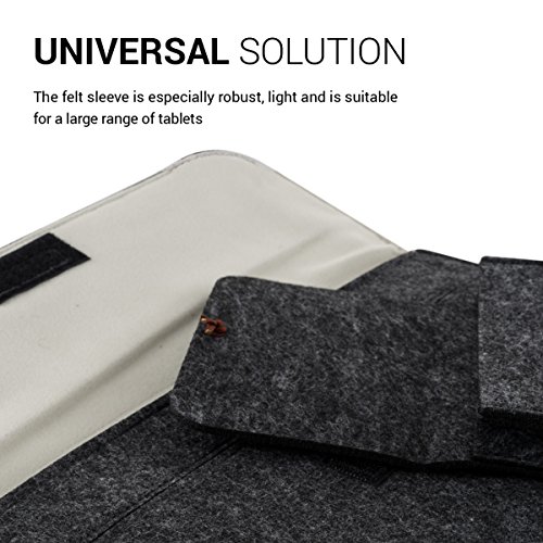 kwmobile Tablettasche Filz Sleeve für 9,7 – 10,1″ Tablet – Tablet Schutzhülle Tasche Case Hülle in Dunkelgrau mit Innentaschen Innenmaße: ca. 28,0 x 20,0 cm - 2