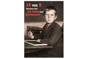 Gutsch Verlag Lustige Postkarte mit Vintage-Schülermotiv und Spruch '14 von 9 Menschen sind mit Mathe total überfordert!' – Ideal für Lehrer, Schüler, Mathematikfans.