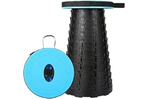 JUVEL Tabouret Pliant Portable - Home Chaise Pliante Camping,Tabouret Télescopique Portatif,Légère Hauteur Réglable et Poignée - pour Cuisine Randonnée de Plein Air Pêche Jardin Voyages (Bleu)