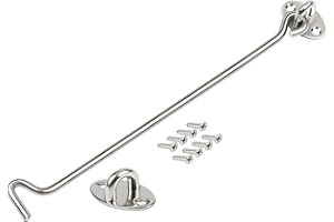 ZiYuya Haken- und Ösenriegel, Edelstahl-Torhaken, Kabinenhakenschloss, Haken-Ösenriegel, Türschloss, Türschloss, Verriegelung für Holztore, Fensterstrebe, Tor, Türschnäpper (Silber, 1 Stück, 10 Inch)