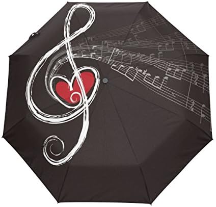 Yoshop Auto Foldable Umbrella,Stylish Music Notes Automatic Windproof Rain Umbrella Compact Folding Sun Parasol
