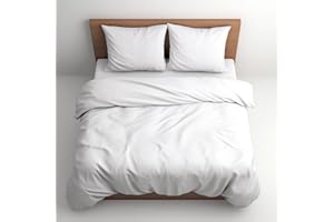 AMARZO 200 Thread Count 100% Egyptian Cotton Quilt White Double Size Duvet Cover Sets for Bedding with Pillow Cases (White, Double, 200x200cm)